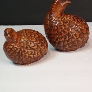 Brown Sculpted Bird Figurines